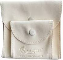 Pack of 2 PCS Microfiber Faux Suede Leather Small Jewelry Pouch with Snap Button (Cream ),3*3 inches