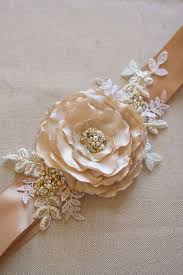 Champagne Bridal Flower Sash Wedding Flower Belt Champagne Dress Sash Vintage Gown Rhinestone Accessory Caramel T Fabric Flowers Diy Fabric Flowers Flower Belt