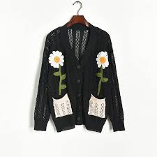 Jun 15, 2021 · knitted sweater vests are the latest vintage fashion trend to take social media by storm. Black Knitted Cardigan With Daisy Embroidery Momo Twice K Fashion At Fashionchingu
