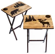 Sie suchen den besten sale? Moose And Bear Fold Able Wood Tv Tray Tables Set Of 2 Made In The Usa Rustic Tv Trays By J Thomas Products Houzz