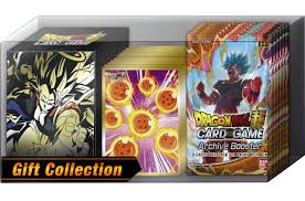 Apr 20, 2020 · we at dragon ball z figures serve and deliver orders to over 200 countries worldwide. Dragon Ball Super Trading Card Game Archive Gift Collection Gc 01 4 Booster Packs Deck Case 66 Sleeves Bandai Japan Toywiz
