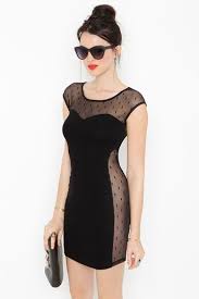 Sneak Peek Dress Killer Black Scoop Neck Body Con Dress With Dotted Mesh Detailing On Front Back And Sides Sassy Dress Peek A Boo Dress Cute Dresses