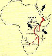 Great rift valley topographic map, elevation, relief. East African Rift Earth Systems Science