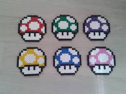 Lot De 6 Dessous De Verre Champignon Mario En Perle Hama Cuisine Et Service De Table Par Cece Creati Perles Hama Champignon Mario Schemas De Bijoux En Perles
