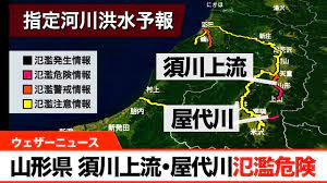 山形県須川上流 屋代川 氾濫のおそれあり 2020 上流 川 山形
