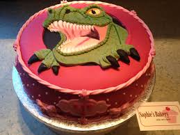 Dinosaur Birthday Cake For 6 Year Old Boy T Rex Girly Birthday Cake Specialy Made For A 6 Year Old Girl Who Loves Dinosaurs And Pink Girly Things Girly Birthday Cakes Dinosaur Cake Kids Cake