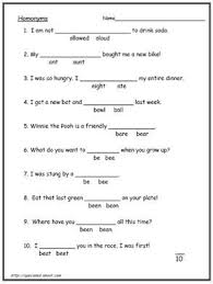 homonyms homophone worksheets