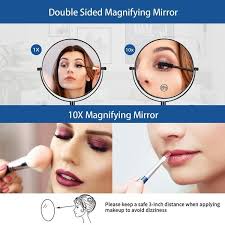 8 inch Wall Mounted Round Frame Double-Sided Makeup Mirror with 1X/10X HD  Magnification