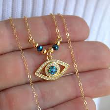 Gold Evil Eye Necklace Fire Opal Pave Crystal Eye Charm Necklaces Blue Eye Pendant High Quality In 2020 Evil Eye Necklace Evil Eye Necklace Gold Hamsa Jewelry Evil Eye