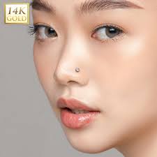 14K Gold Threadless Push-in Labret 18 GAUGE, Flat Back Studs With Prong Set  CZ Top for Cartilage, Monroe, Nose Stud