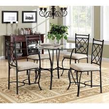 The height of the round table is 16.33inch, which is the perfect height for a coffee table. Mainstays 5 Piece Glass Top Metal Dining Set Black Beige Walmart Com Kitchen Dinette Sets Metal Dining Set Metal Dining Room
