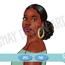 Pretty Afro Puffs Woman Clipart, Beautiful Black Woman, Instant Download,  Sublimation, Pretty Black Hair,textured Hair, Png,black Woman Hair
