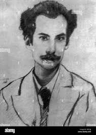 Reproduction of portrait of poet Andrei Bely by Lev Bakst 1905 Collection  of Moscow State History Library Stock Photo