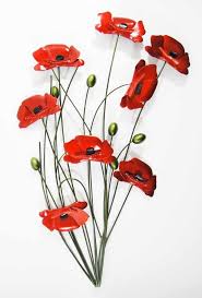 Contemporary Metal Wall Art Decor Sculpture Poppy Bunch Green Stems Amazon Co Uk Kitche Poppy Wall Art Metal Sculpture Wall Art Contemporary Metal Wall Art