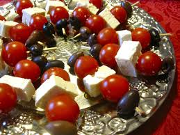 Cherry Tomato Feta Cheese And Olive Skewers Azeitona