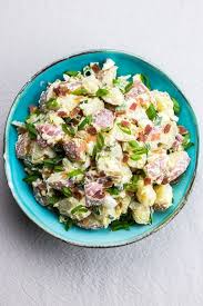 Potato Salad With Bacon And Egg Veronika S Kitchen Recipe Bacon Potato Salad Potato Salad Potato Salad Recipe Easy