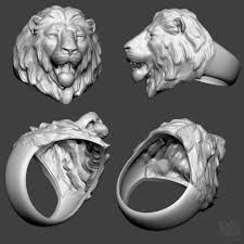 Lion Ring 3d Model Stl Obj Lion Ring Jewelry Wax Jewelry Drawing