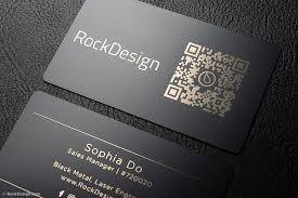 Qr code with professional elegant black mesh business card magnet. Simple Black Metal Business Cards Sophia Do