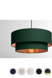 Green ceiling & lamp shades (6). Oro Layered Pendant Drum Lamp Shade Green And Copper Green Lamp Shade Copper Pendant Lights Copper Lampshade