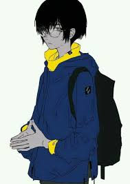 Anime Guy Black Hair Suit Sporty Casual Glasses Backpack Anime Guys Anime Boy Anime Art
