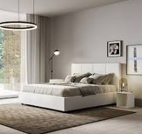 Mika Lit double conteneur 160x190cm design simili cuir blanc