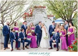 Can T Go Wrong With Navy And Fuschia For A Bridal Party Pairing Venue El Chorro Weddings In Arizona Fuschia Wedding Magenta Wedding Navy Wedding Flowers