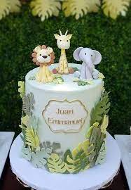 Safari Baby Shower Party Ideas Photo 1 Of 22 Safari Baby Shower Cake Baby First Birthday Cake Baby Birthday Cakes