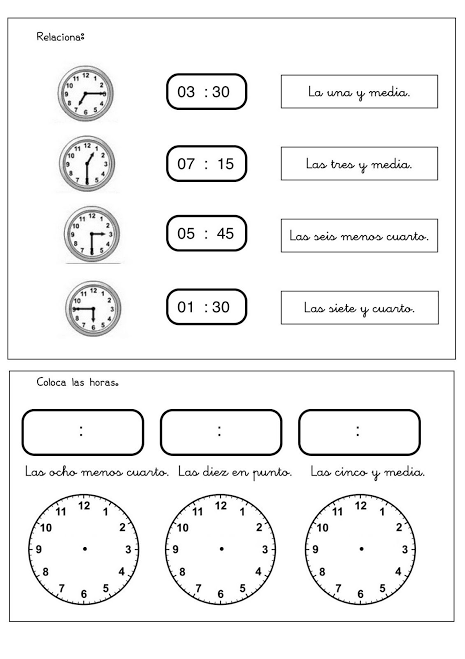 Resultado de imagen para FORMATOS DE RELOJ PARA IMPRIMIR TERCER GRADO