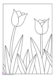 Gambar gambar ini juga bisa digunakan sebagai alat bantu belajar membaca lho. Gambar Mewarnai Bunga Tulip 2