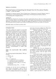 Practical Issues In Calculating The Sample Size For