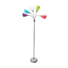 Mainstays 5 Light Multi Head Floor Lamp Silver With Multi Color Shade Walmart Com Walmart Com