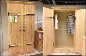 Has a wonky door and is about 12 years old so not excellent condition. Ikea Hack Whitewashed Fjell Wardrobe With Pallet Shelves The Thinking Closet
