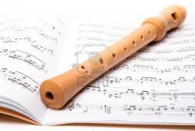 Wooden Flute On Sheet Music Close Up Wooden Flute Sheet Music Flute