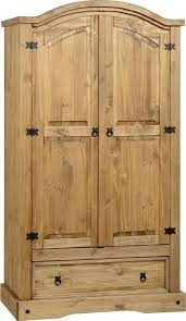 Mercers Furniture Corona Mexican Pine 2 Door 1 Drawer Wardrobe Pine Wardrobe Pine Bedroom Furniture Wardrobe Furniture