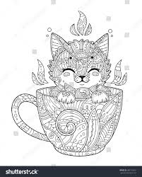 Kitten Cup Antistress Coloring Page Stock Vector 469119251 Disney Malvorlagen Mandala Malvorlagen Mandala Tiere