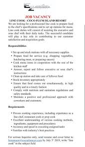 Apr 14, 2020 · cook resume and cover letter examples how to make your skills stand out add your most relevant skills to your resume: Ez Investments Now Hiring Line Cook At Coco Plum Facebook