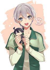 anime picture search engine 2boys 884 ahoge blue eyes blush hikigaya hachiman male miniboy multiple boys open mouth short hair silver anime saika anime guys