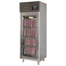 The cabinets provide the ideal environment to air cure your own salami, prosciutto, coppacolla, sausages and more, the whole year around. Stagionello 29 Glass Door Stainless Steel Meat Curing Cabinet 220 Lb 100 Kg 220v 2376w