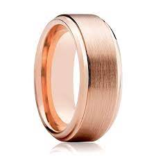 Rose Gold Couple Matching Wedding Band Brushed Finish Beveled Edges Mens Wedding Rings Mens Wedding Bands Tungsten Tungsten Wedding Rings