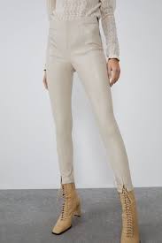 Faux Leather Leggings New In Trf Zara Canada Leather Trousers Outfit Faux Leather Leggings Leather Pants Outfit