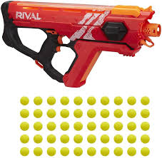 Every nerf fanatic needs something like this! Amazon Com Nerf Perses Mxix 5000 Rival Motorized Blaster Red Fastest Blasting Rival System Up To 8 Roundsper S Rechargeable Battery Quick Load Hopper Toys Games