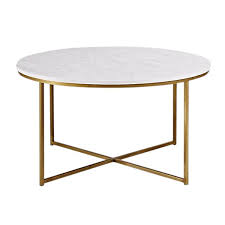 Harrison Coffee Table Gold Cross Section Frame Base And Faux Marble Top Coordinates With Th Marble Round Coffee Table Coffee Table Faux Marble Coffee Table