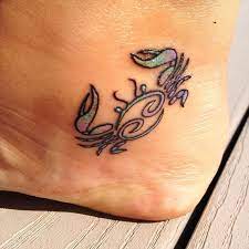 Color Lines Blue Lilac Small Little Nice Cute Crab Sea Cool Tattoo Tatuaje Ink Skin Beautifu Cancer Sign Tattoos Horoscope Tattoos Foot Tattoos