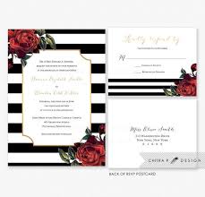Black And White Floral Invitation Design Red Black White Wedding Invitation Rsvp Postcard Printed Striped G White Wedding Invitations Black Wedding Invitations Black And White Wedding Invitations