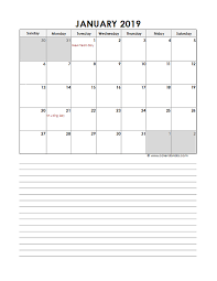 2019 Monthly Excel Template Calendar Free Printable Templates