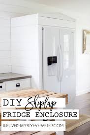 diy shiplap farmhouse fridge enclosure