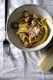 Lady And Pups Miso Carbonara W Mini Sausage Meatballs Sausage Meatballs Food Yummy Food
