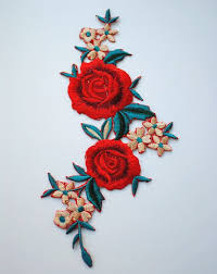 Red Embroidered Flower Applique Patch Vintage Floral Patch For Clothing Or Dress Decorations Floral Patches Flower Applique Flower Patch