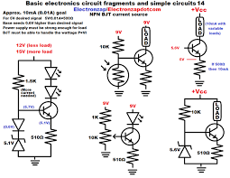 Basic Electronics Circuit Fragments And Simple Circuits 14 Npn Bjt Current Source Using Zener Diodes Trimpot Potentiometer And Light Dependent Resistor Ldr Diag Basic Electronic Circuits Simple Circuit Electronics Circuit