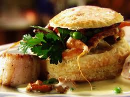 Seared Sea Scallops In Beurre Blanc With Baby Spring Vegetables In Puff Pastry Recipe Food Network Recipes Sea Scallops Spring Vegetables